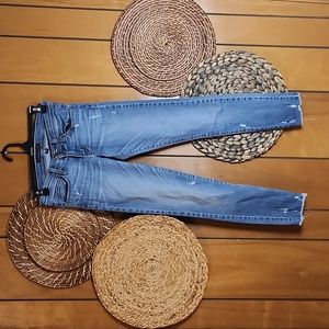 Flying Monkey Platinum slightly distressed med-rise raw hem skinny jean